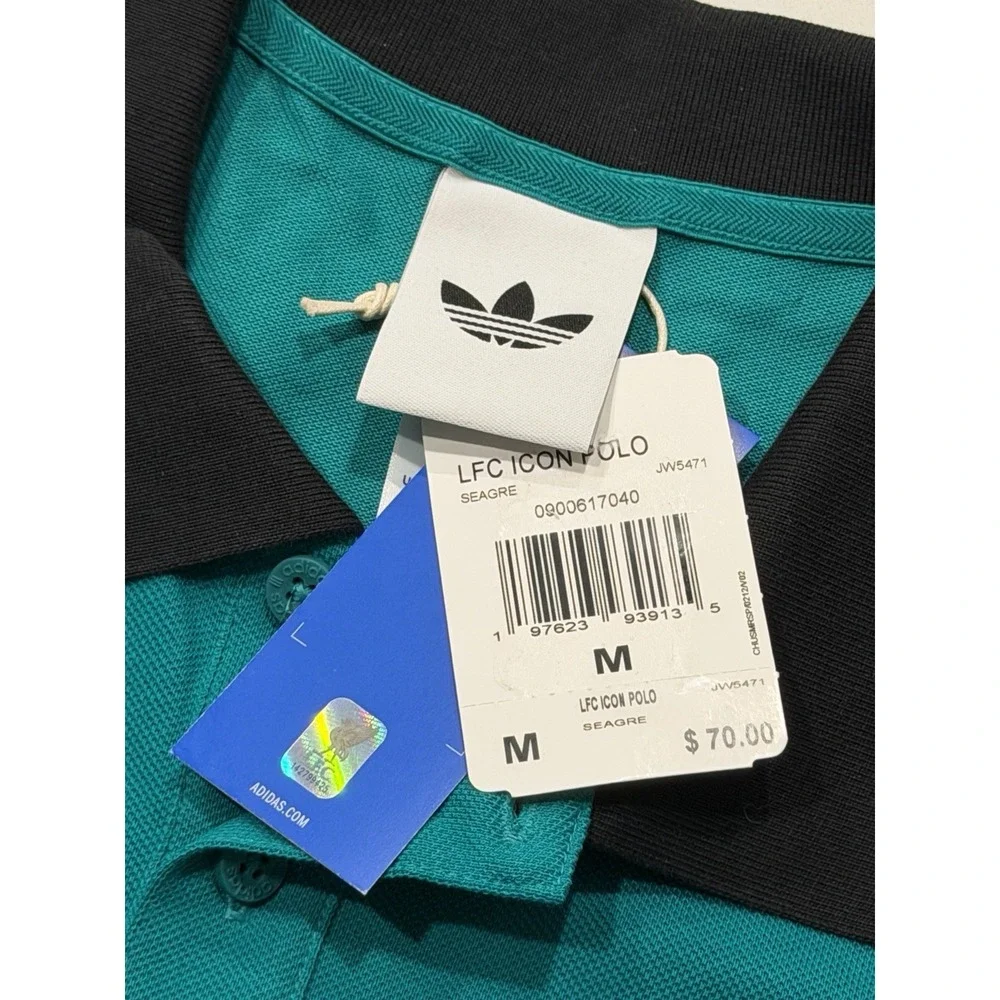 Adidas Liverpool FC Icon Polo Shirt Sea Green JW5471 Mens Medium NWT